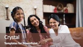  Presentation with using digital tablet - Colorful PPT theme enhanced with portrait of happy multi-generation backdrop and a  colored foreground