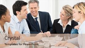  Presentation with belated happy birthday - Audience pleasing PPT theme consisting of portrait of happy multiracial businesspeople backdrop and a coral colored foreground