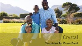  Presentation with space time - PPT theme enhanced with portrait-of-happy-multiracial-multigeneration background and a gold colored foreground