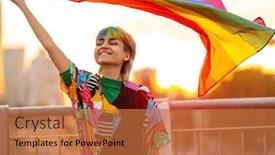  Presentation with non binary - Audience pleasing slide deck consisting of portrait-of-happy-non-binary backdrop and a red colored foreground