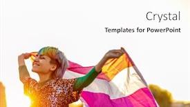  Presentation with non binary - Theme consisting of portrait-of-happy-non-binary background and a white colored foreground