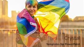  Presentation with rainbow flag - PPT layouts consisting of portrait-of-happy-non-binary background and a coral colored foreground