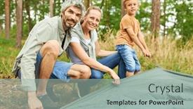  Presentation with tent - Presentation design featuring portrait-of-happy-parents background and a light gray colored foreground