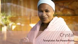  Presentation with relaxation - Presentation theme consisting of portrait-of-happy-plus-size background and a coral colored foreground