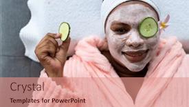  Presentation with african beauty - Slide deck enhanced with portrait-of-happy-plus-size background and a  colored foreground