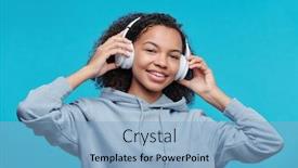  Presentation with blue music - Slide set having portrait-of-happy-pretty-black background and a light blue colored foreground