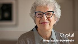  Presentation with new home - Theme with portrait-of-happy-retired-senior background and a violet colored foreground