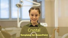  Presentation with dental office - Cool new PPT theme with portrait-of-happy-schoolgirl backdrop and a tawny brown colored foreground