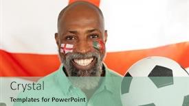  Presentation with england football - Slide deck consisting of portrait-of-happy-senior-african background and a mint green colored foreground