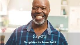  Presentation with happy retirement - Presentation theme with portrait-of-happy-senior-african background and a ocean colored foreground