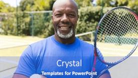  Presentation with happy retirement - Presentation consisting of portrait-of-happy-senior-african background and a cobalt blue colored foreground