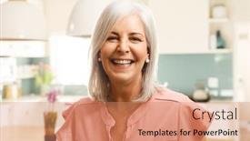  Presentation with happy retirement - PPT theme featuring portrait-of-happy-senior-caucasian background and a coral colored foreground