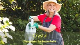  Presentation with retirement garden - Presentation having portrait-of-happy-senior-caucasian background and a tawny brown colored foreground