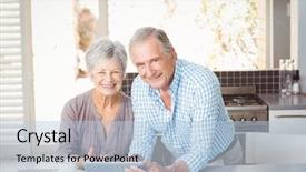  Presentation with senior couple - Amazing PPT layouts having portrait of happy senior couple backdrop and a light blue colored foreground