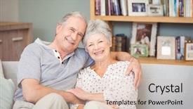  Presentation with senior couple - PPT theme consisting of portrait of happy senior couple background and a lemonade colored foreground