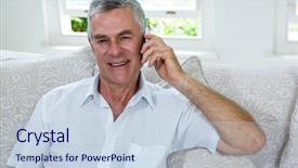  Presentation with room - Colorful PPT layouts enhanced with portrait of happy senior man backdrop and a  colored foreground