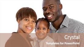  Presentation with portrait happy family smiling - Colorful PPT theme enhanced with portrait of happy smiling african backdrop and a coral colored foreground