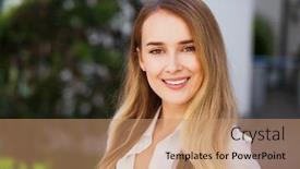  Presentation with beauty - Amazing PPT layouts having portrait-of-happy-smiling-beautiful backdrop and a coral colored foreground