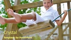  Presentation with swing - Amazing slides having portrait of happy smiling boy having fun on a swing in a summer park backdrop and a tawny brown colored foreground