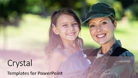  Presentation with kid s happy fathers day - Theme having portrait of happy soldier reunited background and a lemonade colored foreground