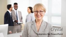  Presentation with successful - Cool new theme with portrait-of-happy-successful-mature backdrop and a light gray colored foreground