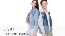  Presentation with denim - Presentation design having portrait-of-happy-teen-boy background and a white colored foreground