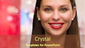  Presentation with abstract - Presentation theme having portrait of happy woman against an abstract background background and a tawny brown colored foreground