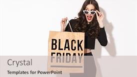  Presentation with paper bag - Cool new slide set with portrait-of-happy-woman backdrop and a soft green colored foreground