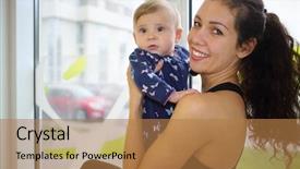  Presentation with happy baby - Amazing slides having portrait-of-happy-woman backdrop and a coral colored foreground