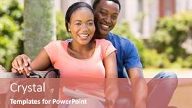  Presentation with young happy couple - Cool new PPT layouts with portrait of happy young african college couple outdoors backdrop and a coral colored foreground