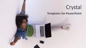  Presentation with african american in computer lab - PPT theme enhanced with portrait of happy young african background and a  colored foreground