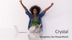  Presentation with floor - Audience pleasing PPT layouts consisting of portrait of happy young african backdrop and a white colored foreground