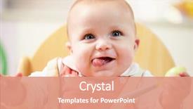  Presentation with happy baby - PPT layouts enhanced with portrait of happy young baby background and a coral colored foreground