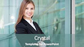  Presentation with young business woman smile show - Beautiful PPT theme featuring portrait of happy young business backdrop and a  colored foreground