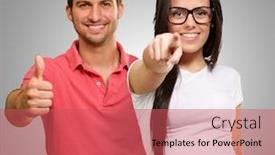  Presentation with young happy couple - Slides enhanced with portrait-of-happy-young-couple background and a red colored foreground