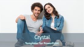  Presentation with young happy couple - Slide deck with portrait of happy young couple background and a ocean colored foreground