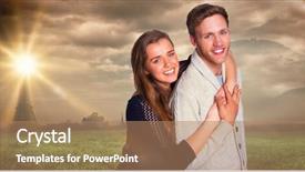  Presentation with happy 30th birthday word cloud - Audience pleasing presentation design consisting of portrait of happy young couple against paris under cloudy sky backdrop and a coral colored foreground