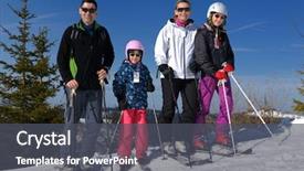  Presentation with snow day - Theme having portrait of happy young family background and a dark gray colored foreground