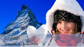  Presentation with ski - Slides having portrait-of-happy-young-girl background and a light blue colored foreground