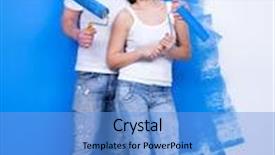  Presentation with movie theater loving couple - Slides featuring paintbrushes near the painted wall background and a light blue colored foreground