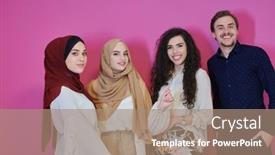  Presentation with ramadan - Audience pleasing presentation design consisting of portrait-of-happy-young-muslims backdrop and a coral colored foreground