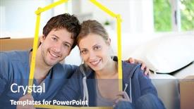  Presentation with property taxes - Audience pleasing PPT theme consisting of portrait of happy young property backdrop and a ocean colored foreground