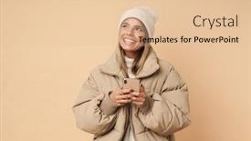  Presentation with wind energy close up portrait - PPT theme having portrait-of-happy-young-woman background and a lemonade colored foreground