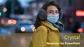  Presentation with medical virus - Amazing presentation design having portrait-of-happy-young-woman backdrop and a tawny brown colored foreground