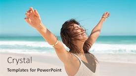  Presentation with healthy - Beautiful theme featuring portrait-of-healthy-young-woman backdrop and a lemonade colored foreground