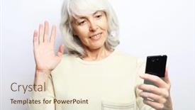  Presentation with tehnology - PPT theme consisting of portrait-of-her-she-nice background and a cream colored foreground