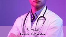  Presentation with medical smiling doctor - Presentation theme with portrait-of-hero-in-white background and a lavender colored foreground