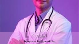  Presentation with medical smiling doctor - PPT theme with portrait-of-hero-in-white background and a lavender colored foreground