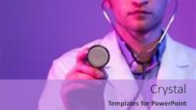  Presentation with medical smiling doctor - Slides with portrait-of-hero-in-white background and a light blue colored foreground