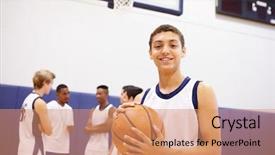  Presentation with at risk high school students - Colorful presentation theme enhanced with portrait of high school basketball backdrop and a coral colored foreground